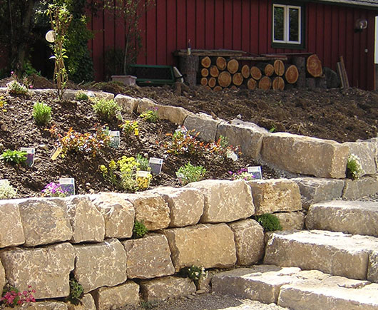 Mauer, Mauerbau Garten - Naturstein, Betonstein